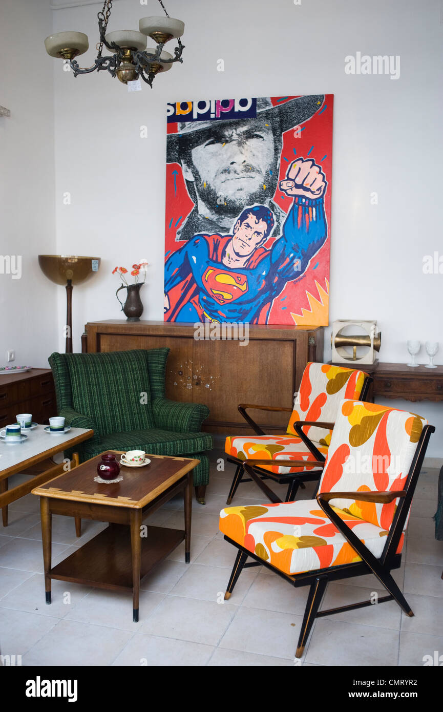 Furniture retro Solomon, 8 Rambam Street, Tel Aviv, Israel Stock Photo