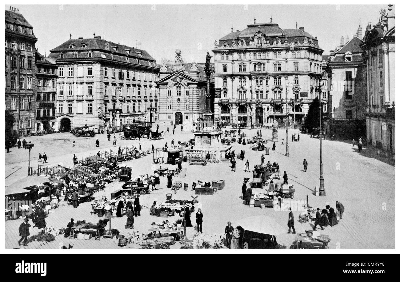 1923 Am Hof Market Old War Office Civic Arsenal Fire Station and Church Square Vienna Austria Stock Photo