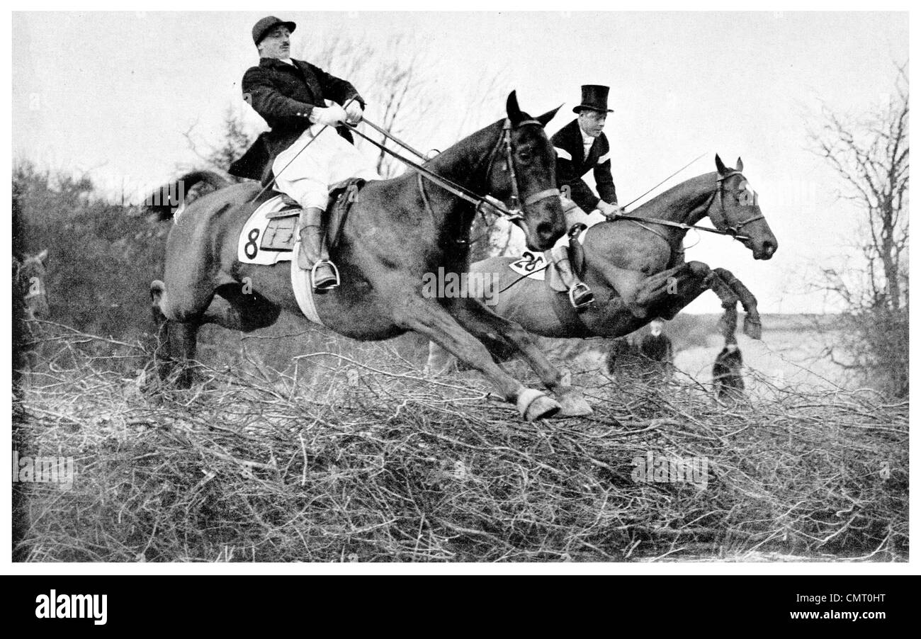 1923 His Royal Highness Prince of Wales Horse racing water jump Astwell Mill Captain W G Shaw Stewart on Jean III Stock Photo