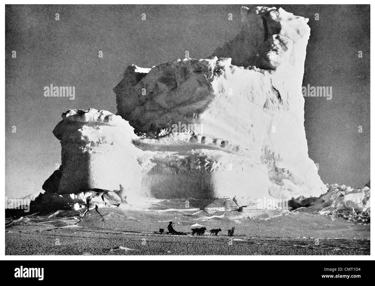 1912 Castle Iceberg Frozen Cape Evans Terra Nova Expedition, officially the British Antarctic Expedition Stock Photo