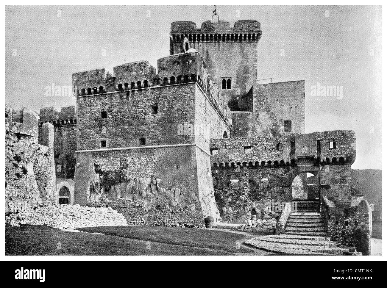 1924 Castle of Sermoneta of the Caetani Family Lazio Italy Stock Photo