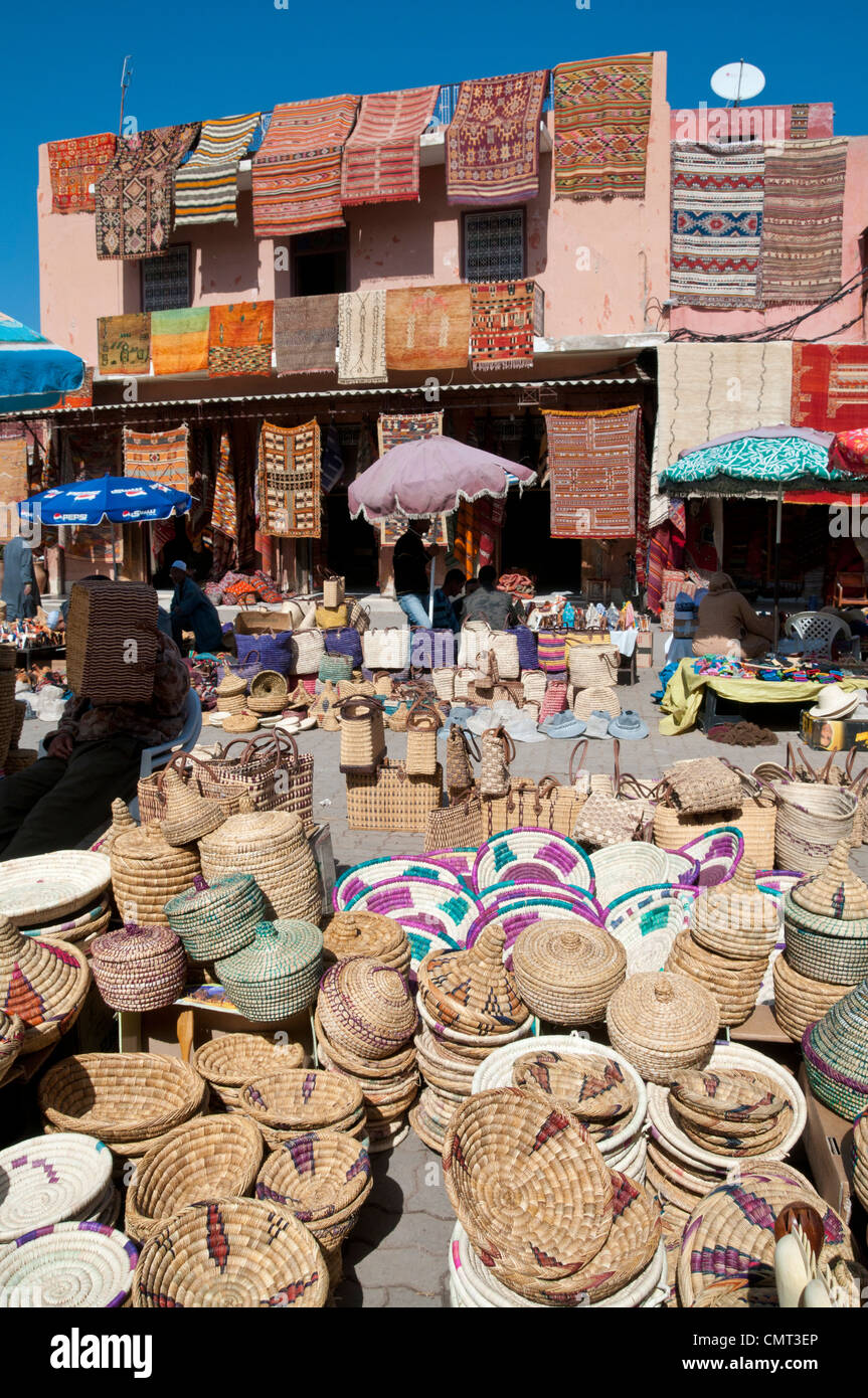 Morocco - Market stalls at Rahba Qedima in Media district, Marrakech, Morocco Stock Photo