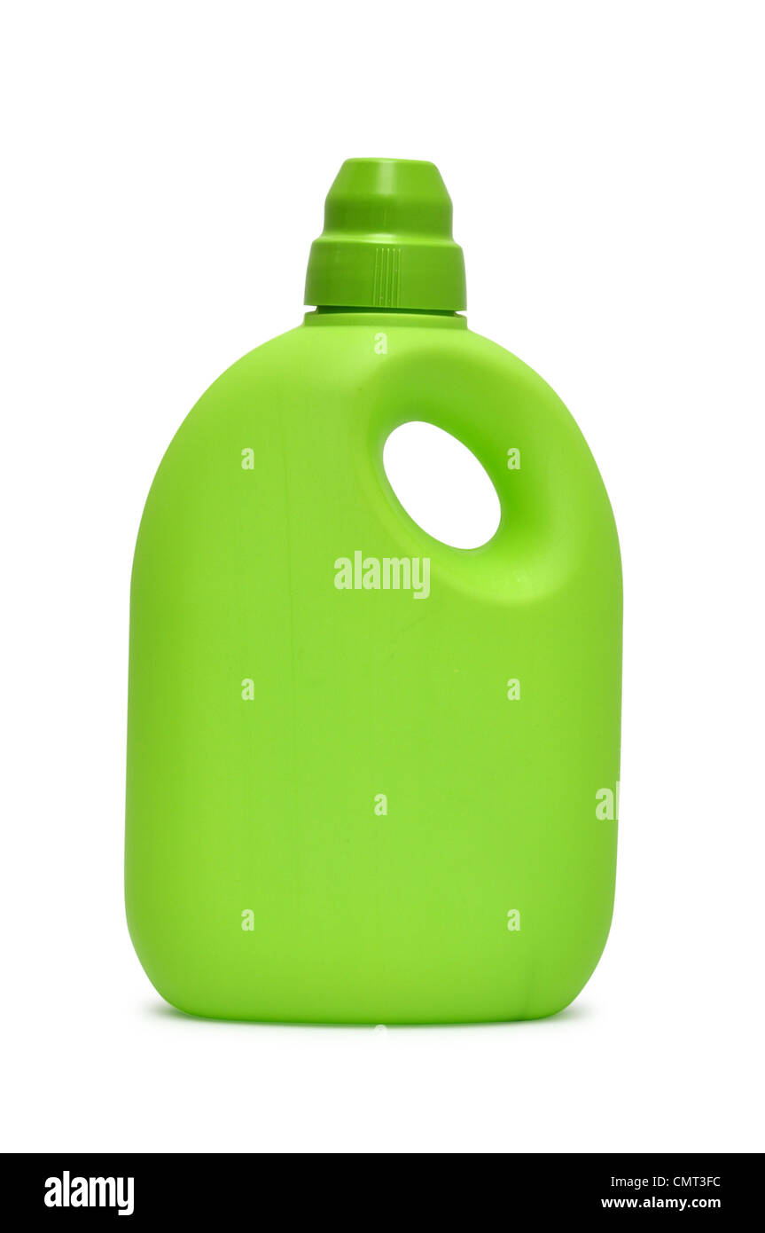 Green plastic bottle isolated on white background Stock Photo - Alamy
