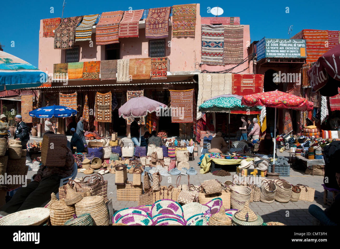 Marrakech, Morocco - Market souk at Rahba Qedima in Medina district Stock Photo