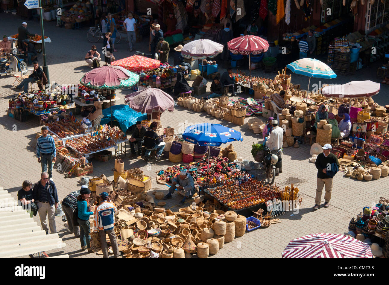 Overlooking the market at Rahba Qedima in Media district, Marrakech, Morocco, North Africa Stock Photo