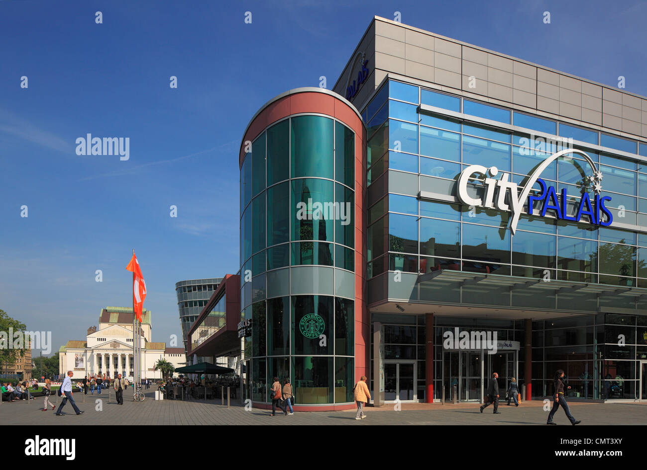 Theater und Philharmonie, Deutsche Oper am Rhein, City Palais, Neue Mercatorhalle, Neue Mitte in Duisburg, Rhein, Ruhrgebiet, Nordrhein-Westfalen Stock Photo