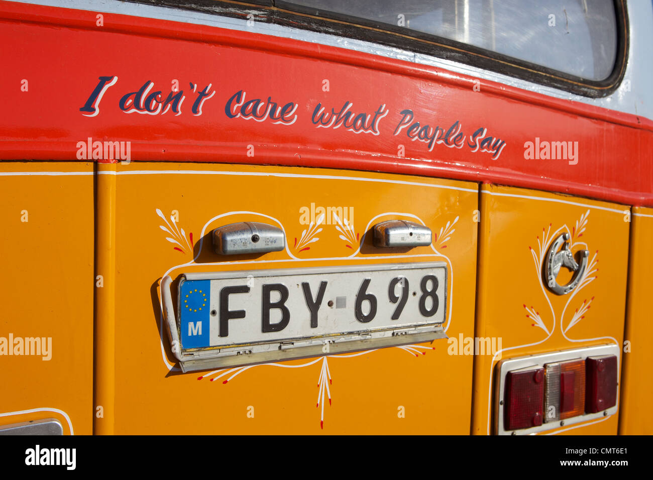 Yellow Leyland bus, Malta Stock Photo