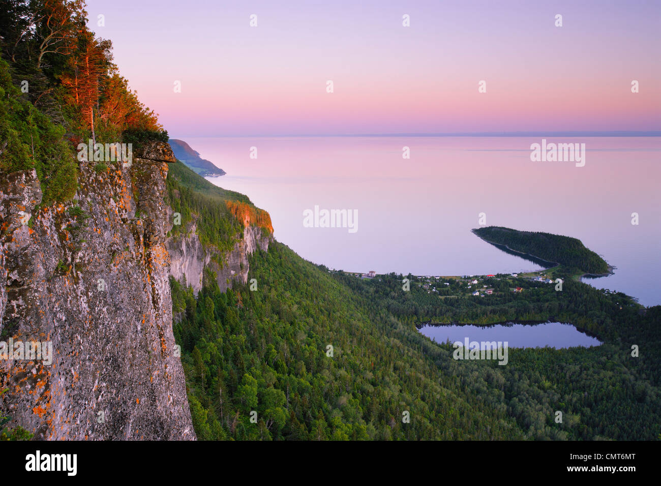 Cliff, Saint-Fabien-sur-Mer and St. Lawrence River at Sunrise, Bas-Saint-Laurent  Region, Bic National Park, Quebec Stock Photo - Alamy