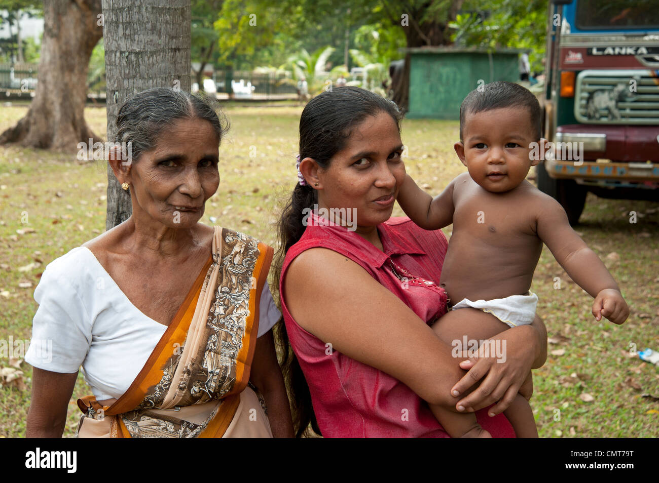 Three generations of a Sri Lankan family in Colombo Sri Lanka Stock Photo