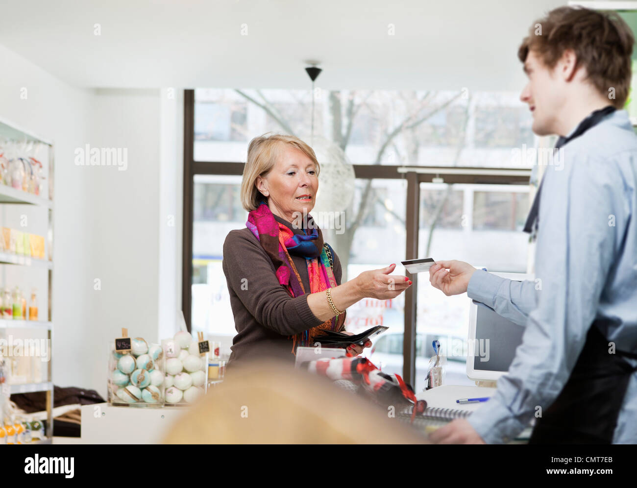 Female customer and salesman Stock Photo