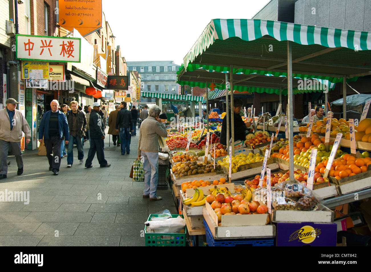 The famous Moore Street fruit and vegetable market in Dublin City