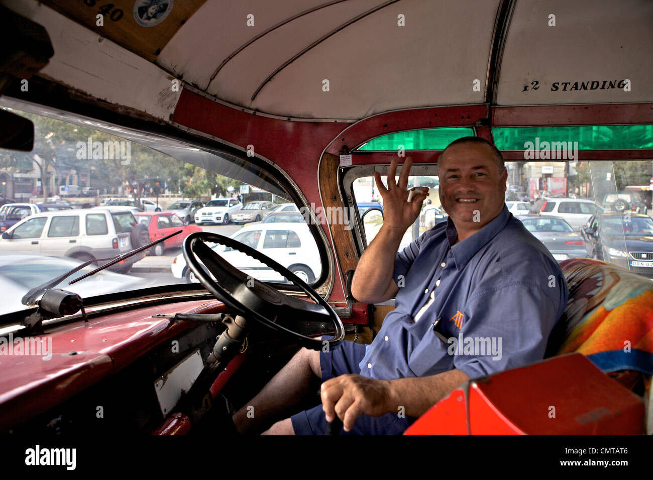Malta bus driver, Sliema, Malta, Mediterranean, Europe Stock Photo