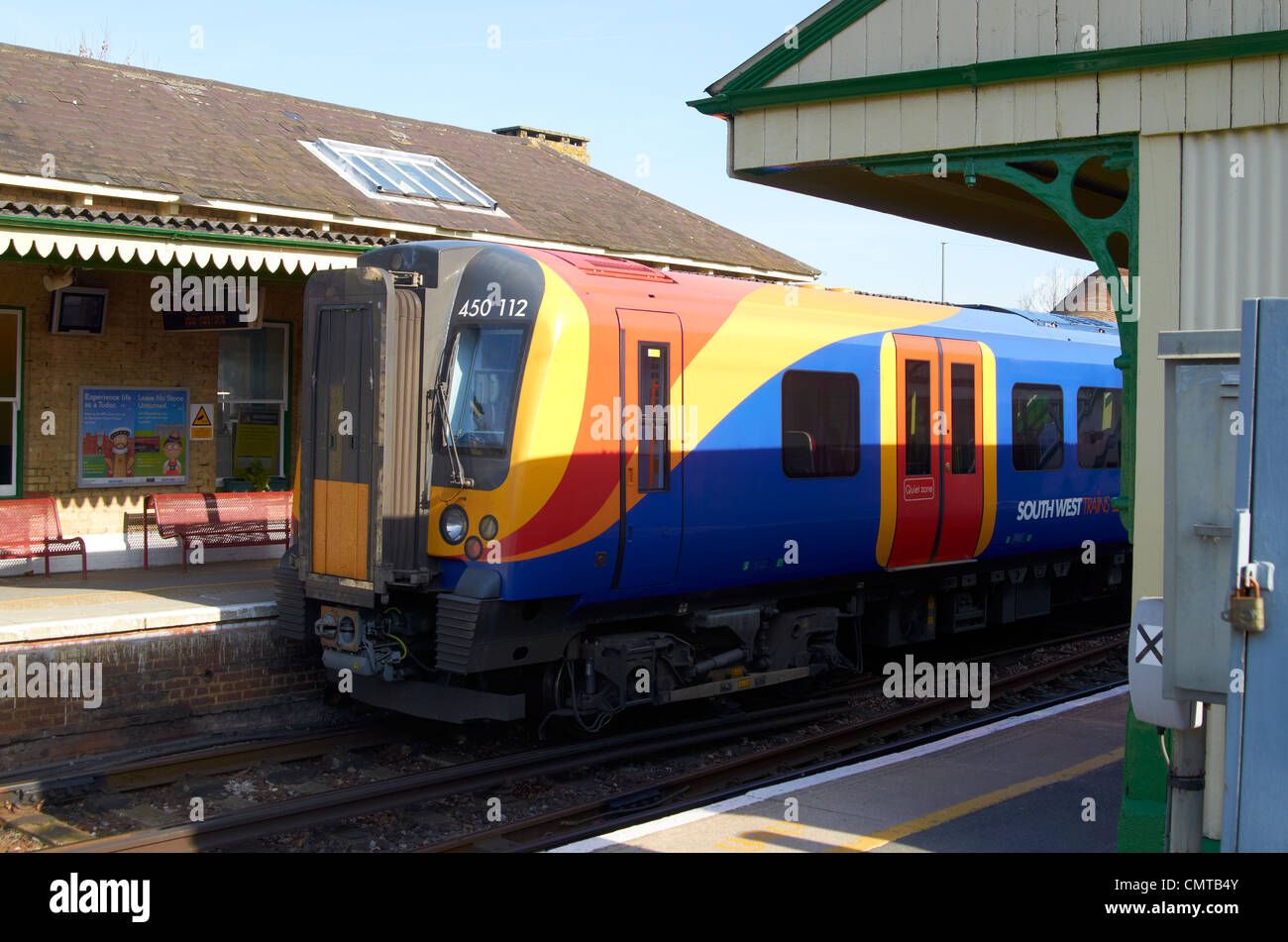 South West Trains (SWT)  450 class electric multiple unit at Alton Station, Hampshire, England. Stock Photo