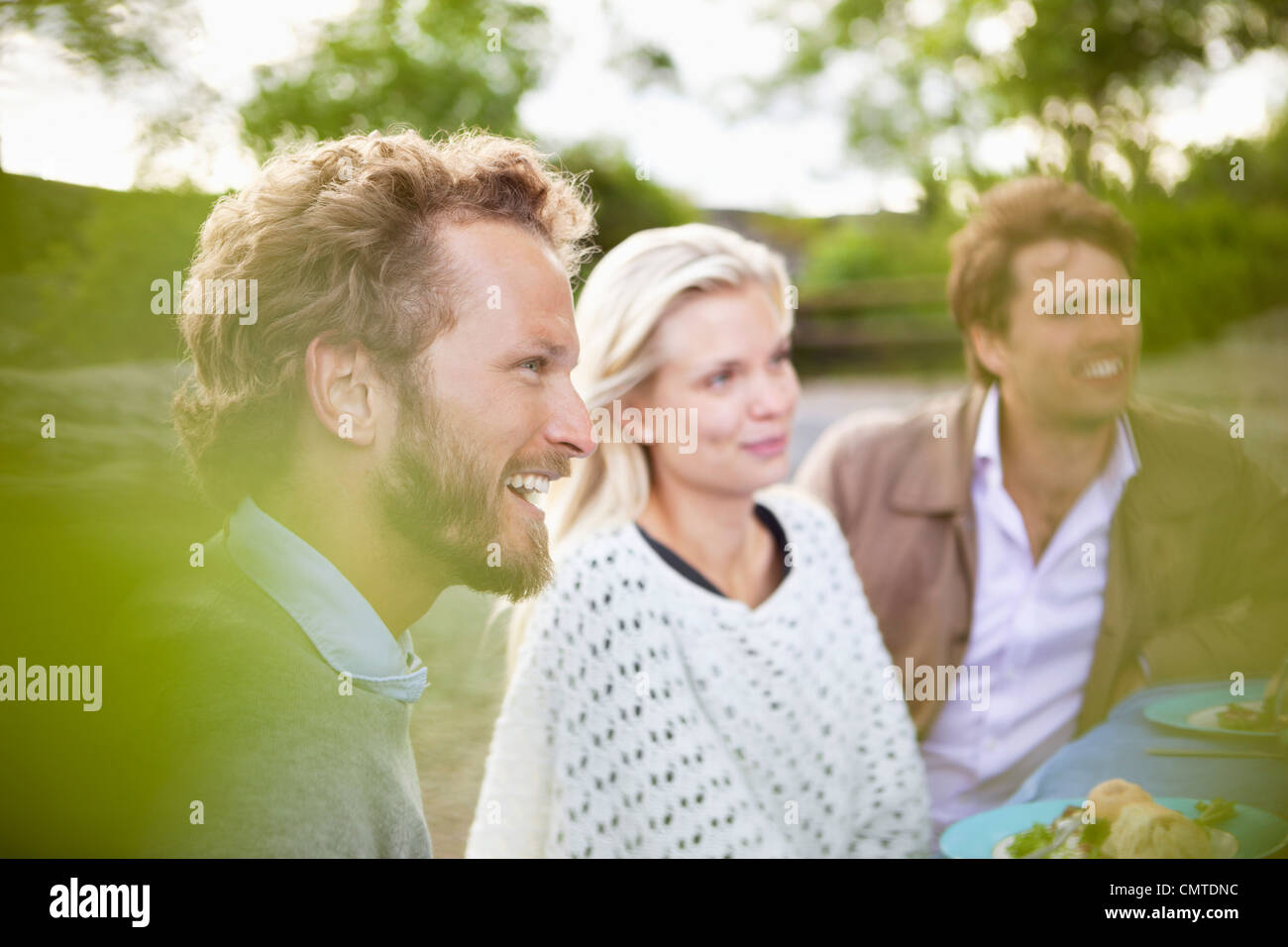 Three people at dinner Stock Photo - Alamy