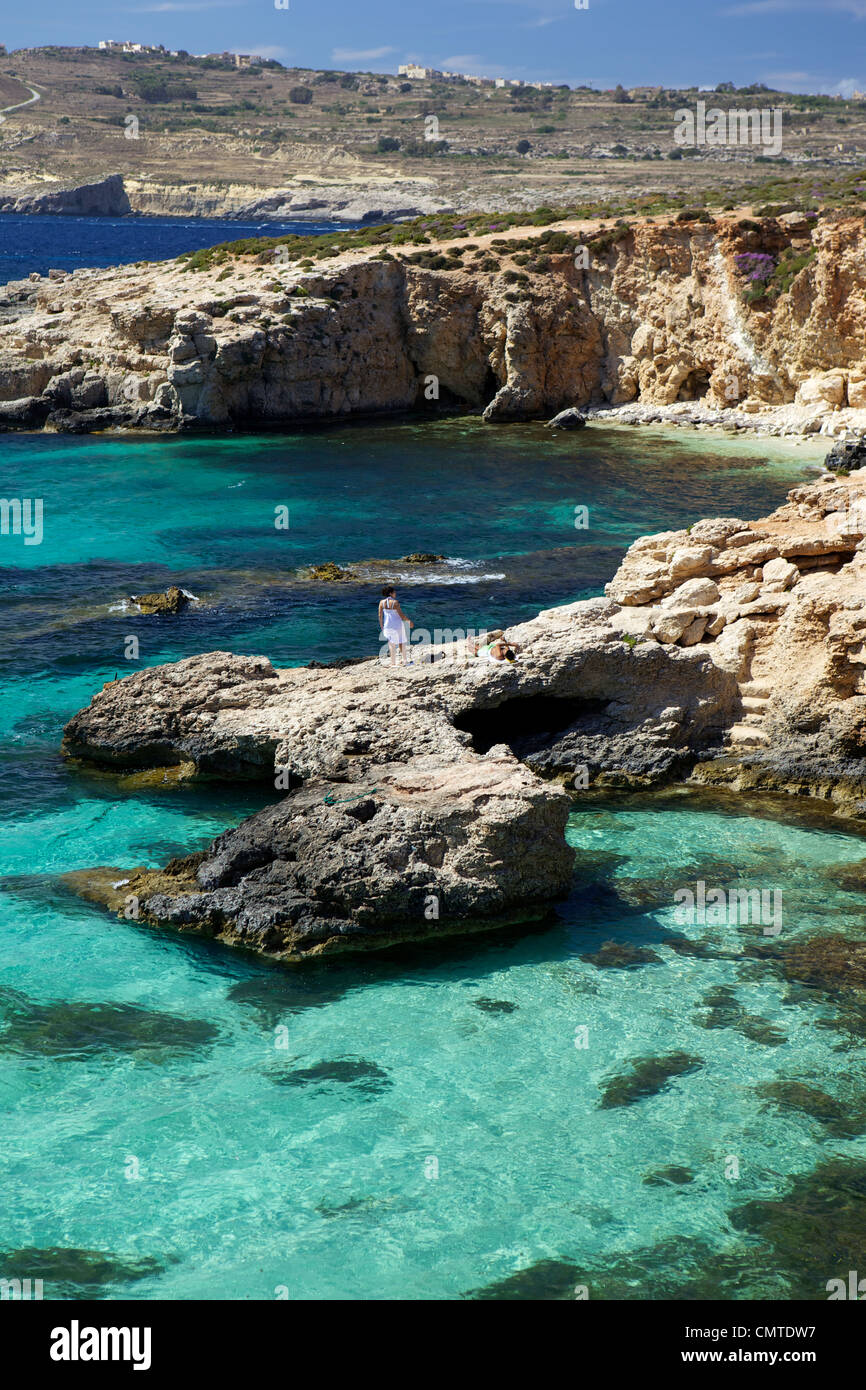 Blue Lagoon, Comino Island, Malta, Mediterranean, Europe Stock Photo
