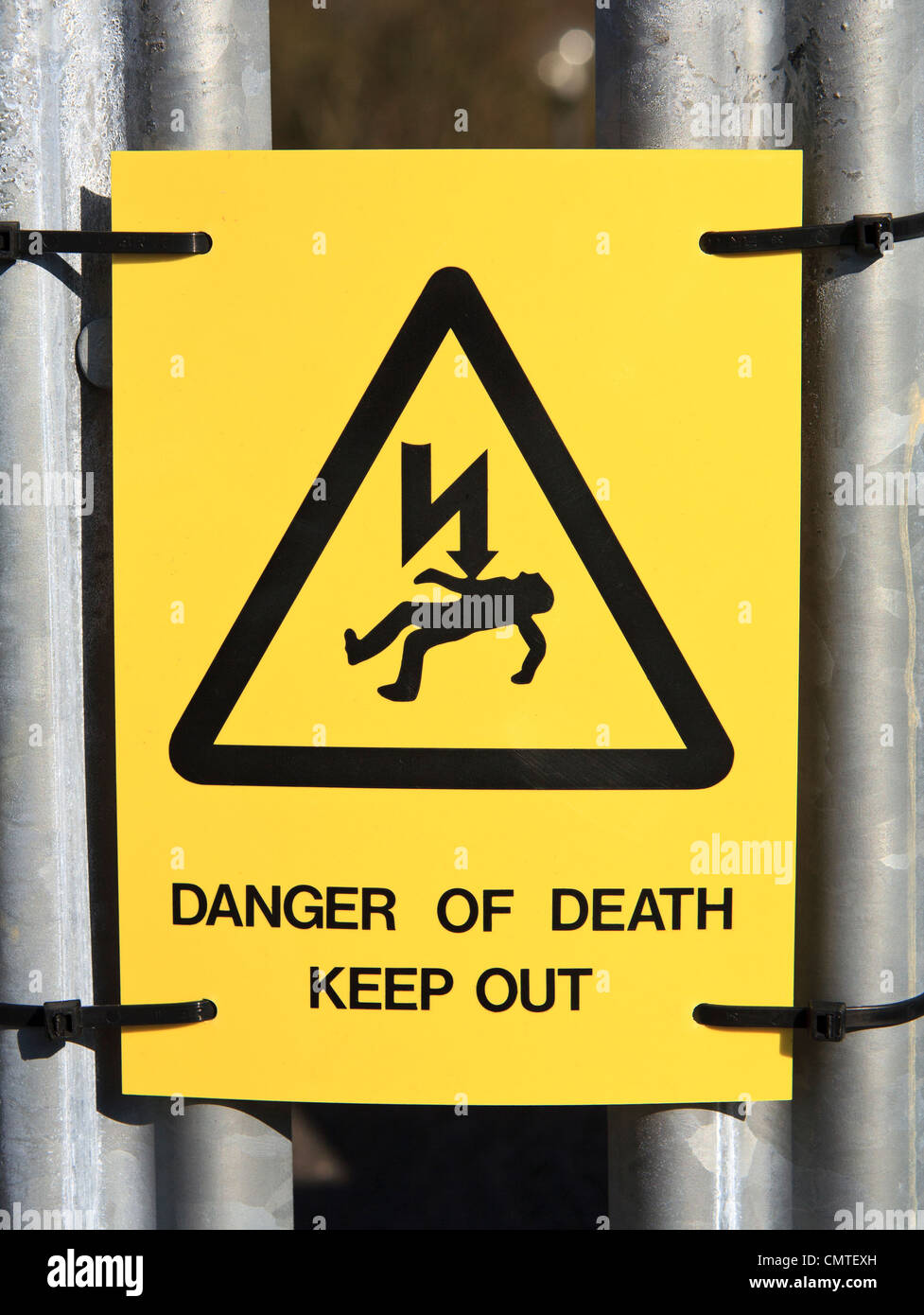 Sign warning of the danger of electric shock Stock Photo