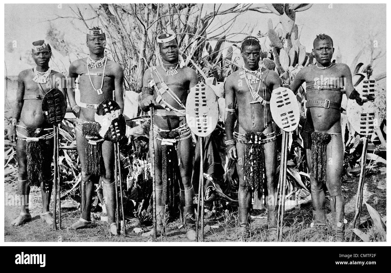 1925 Warrior of crack Royal Zulu Impi King Chaka Stock Photo
