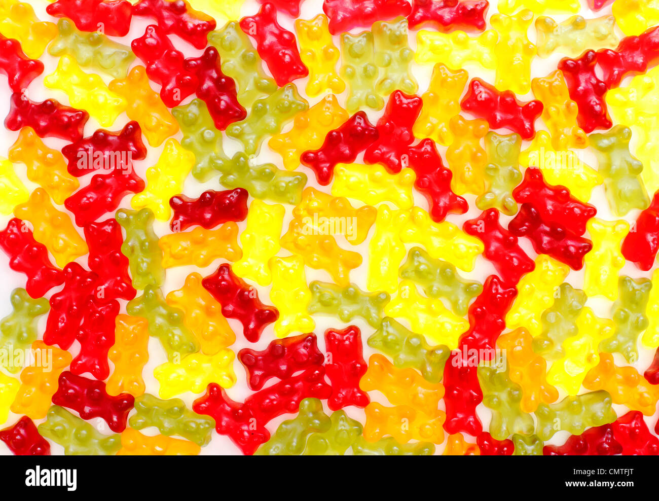A lot of gummy bears as background Stock Photo