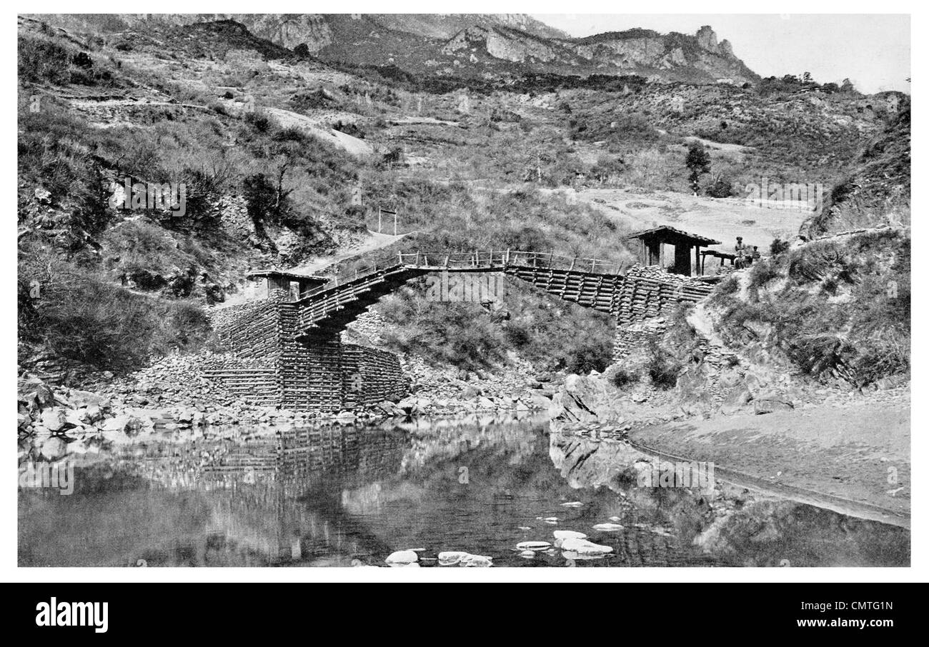 1925 Rickety Bridge near Muli Stock Photo