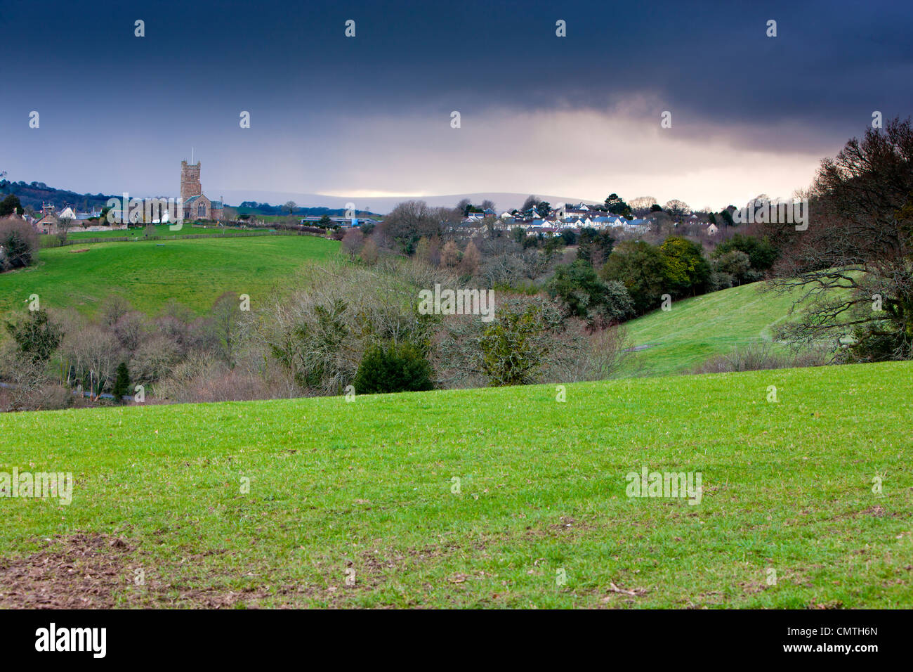 Rain coming over Moretonhampstead, Dartmoor National Park, Devon, England, UK, Europe Stock Photo