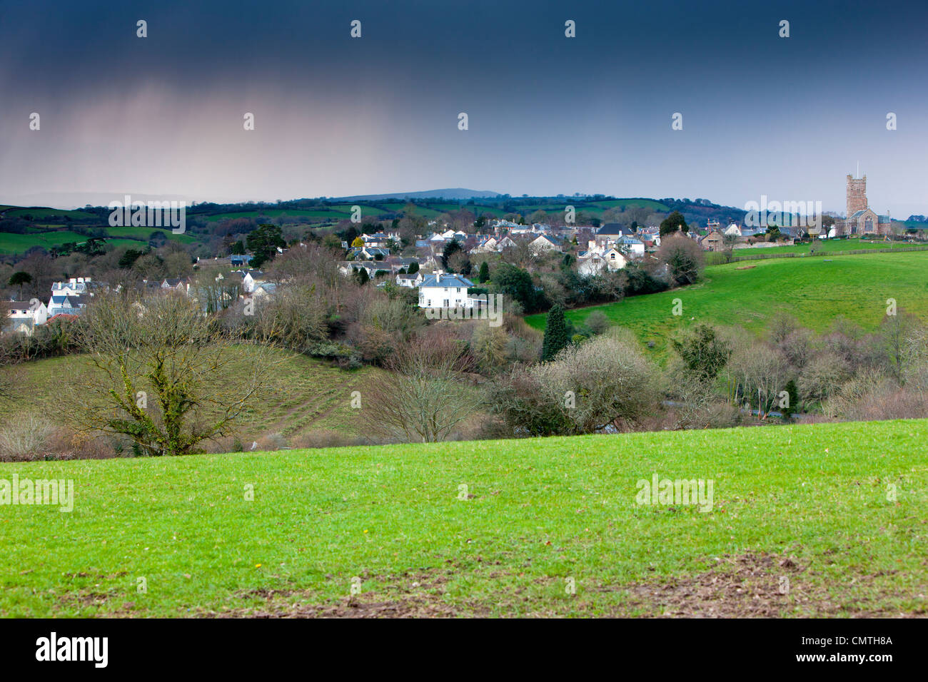 Rain coming over Moretonhampstead, Dartmoor National Park, Devon, England, UK, Europe Stock Photo