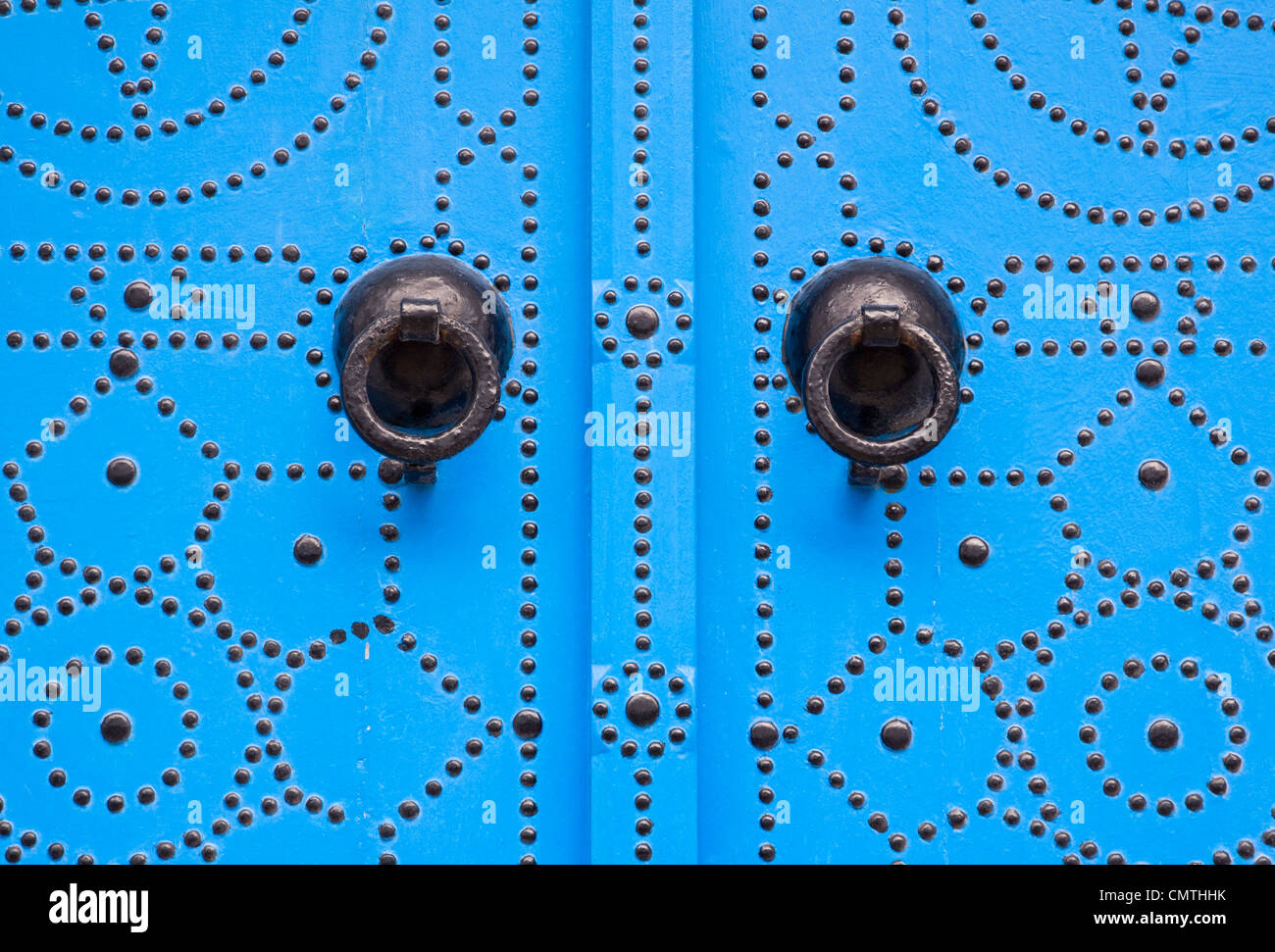 Detail of blue door, Tunisia Stock Photo