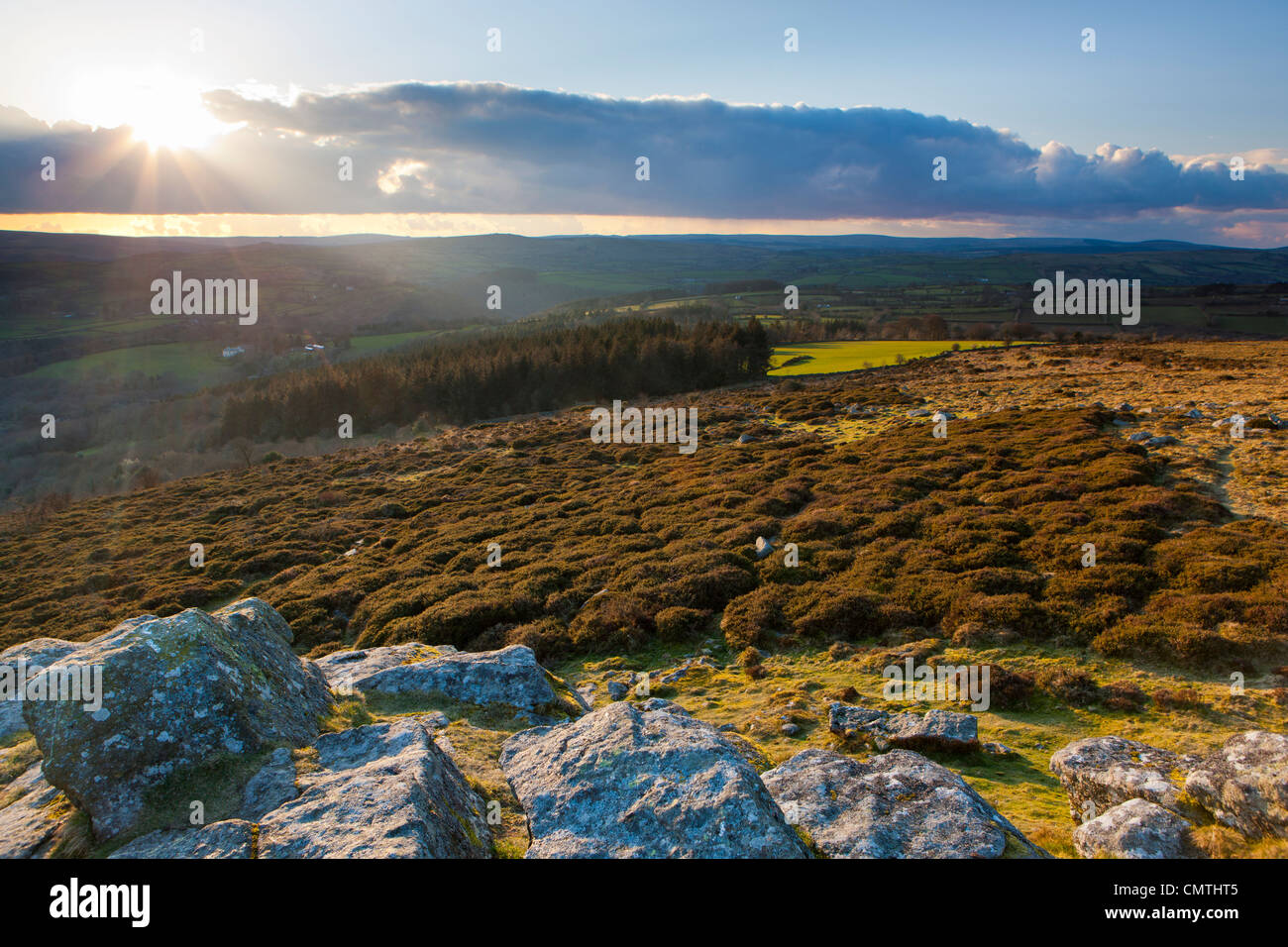 View over the Dartmoor National Park from Buckland Beacon, Buckland in