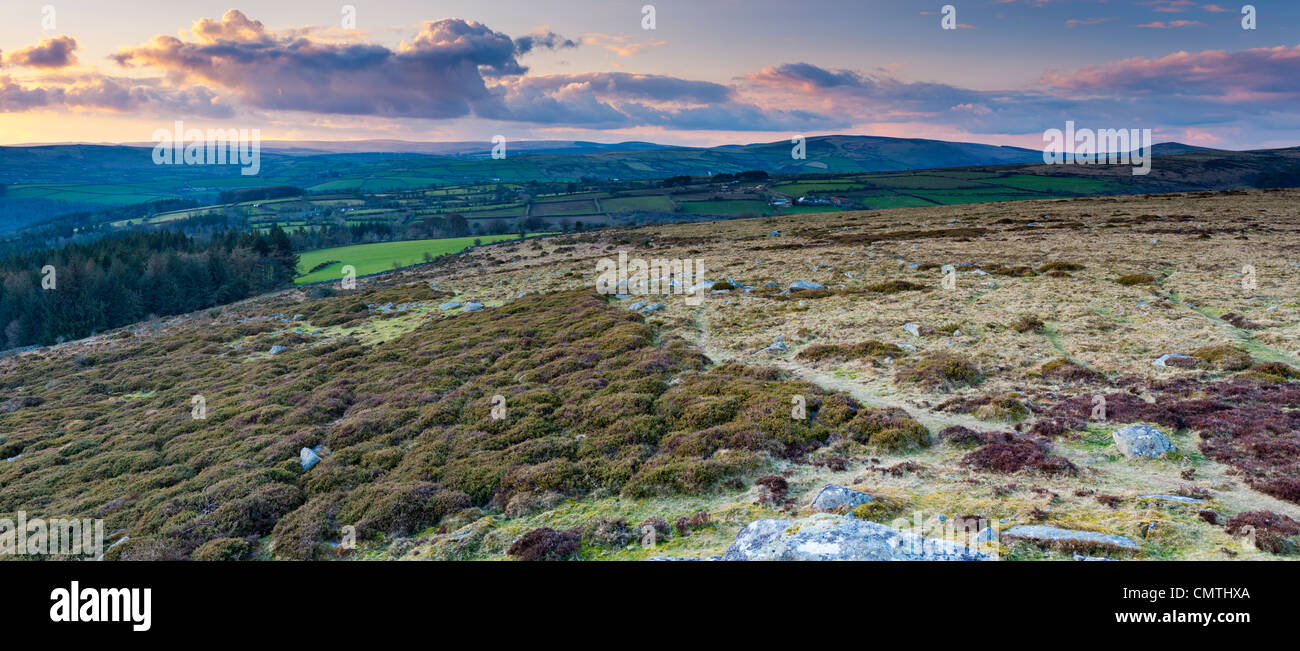 View over the Dartmoor National Park from Buckland Beacon, Buckland in the Moor, Devon, England