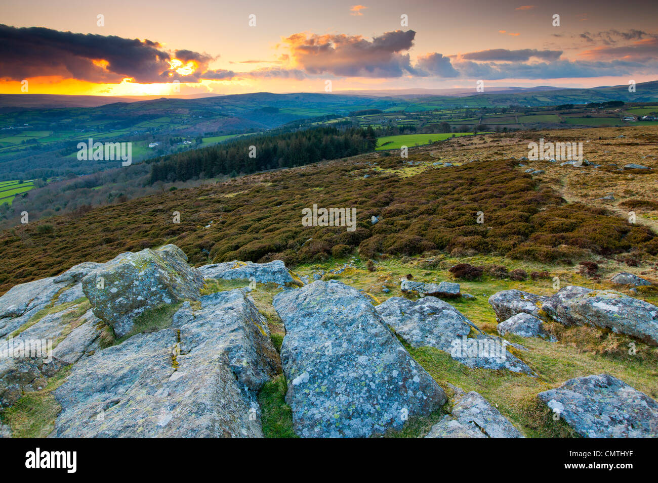 View over the Dartmoor National Park from Buckland Beacon, Buckland in