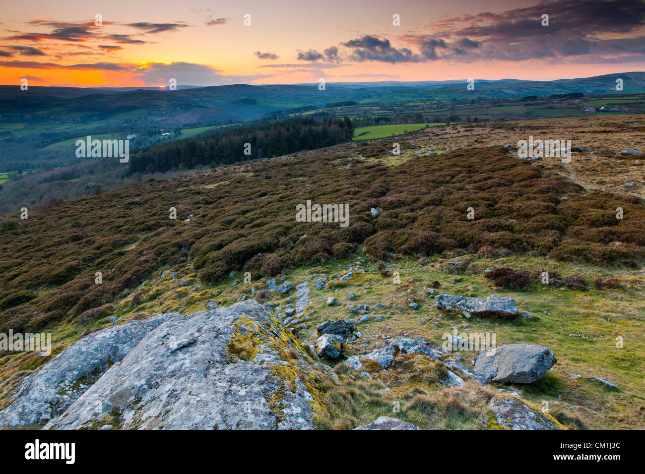 View over the Dartmoor National Park from Buckland Beacon, Buckland in