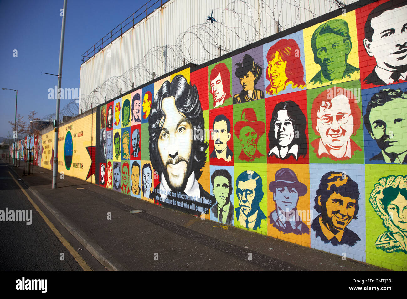 irish republican and hunger strike wall murals on northumberland street off lower falls road belfast northern ireland uk Stock Photo