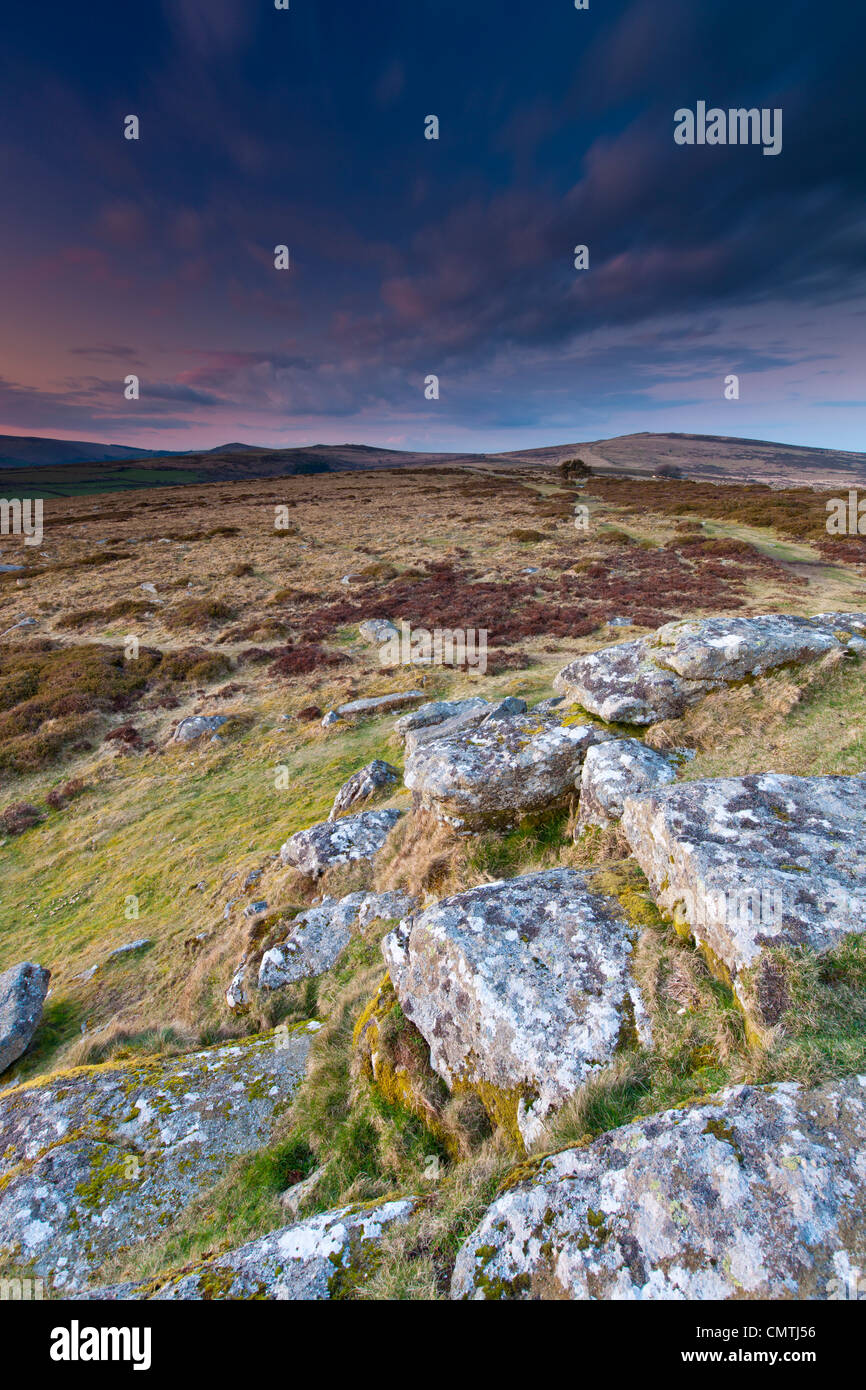 View over the Dartmoor National Park from Buckland Beacon, Buckland in the Moor, Devon, England