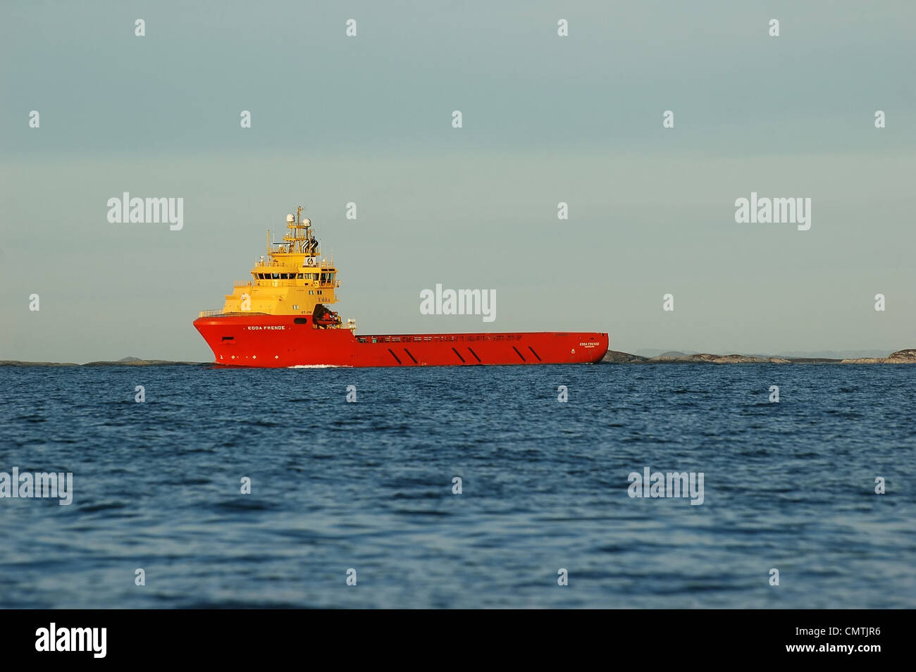 Big industrial ship in ocean at Kristiansund, Norway Stock Photo