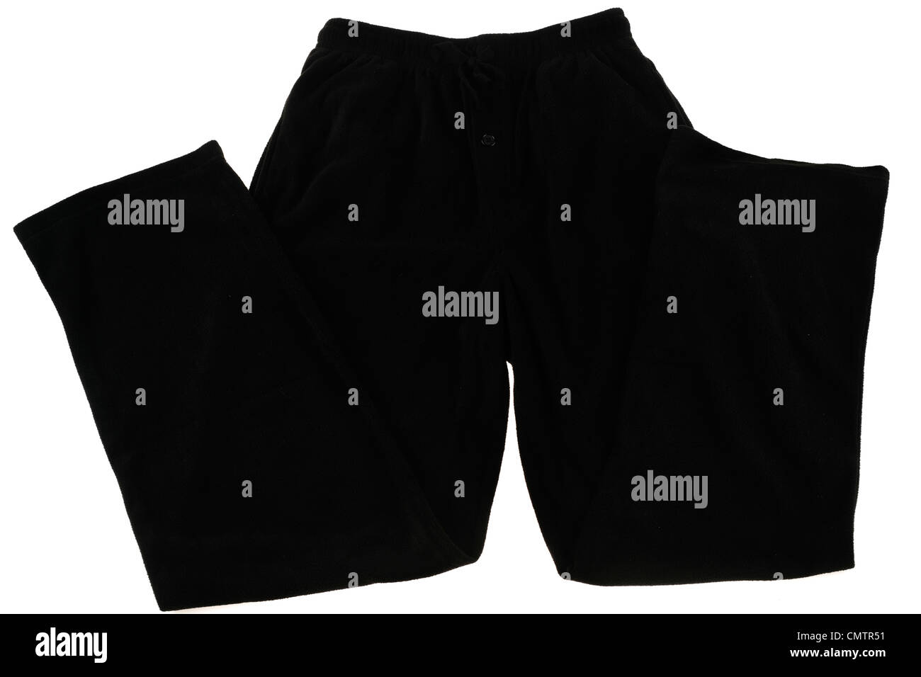 A pair of black fleece pyjama bottoms Stock Photo