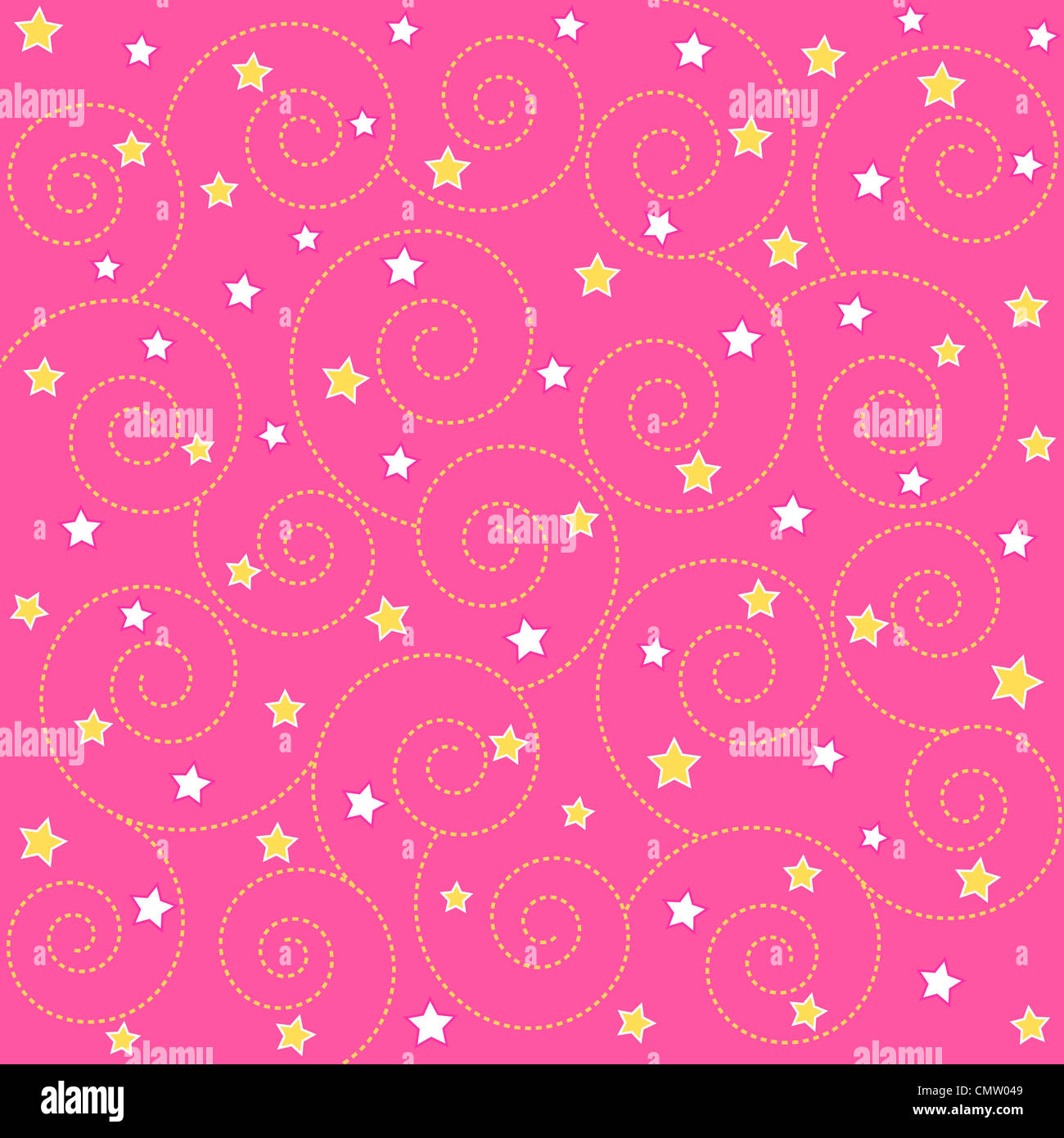 Stars and spiral pattern on pink Stock Photo