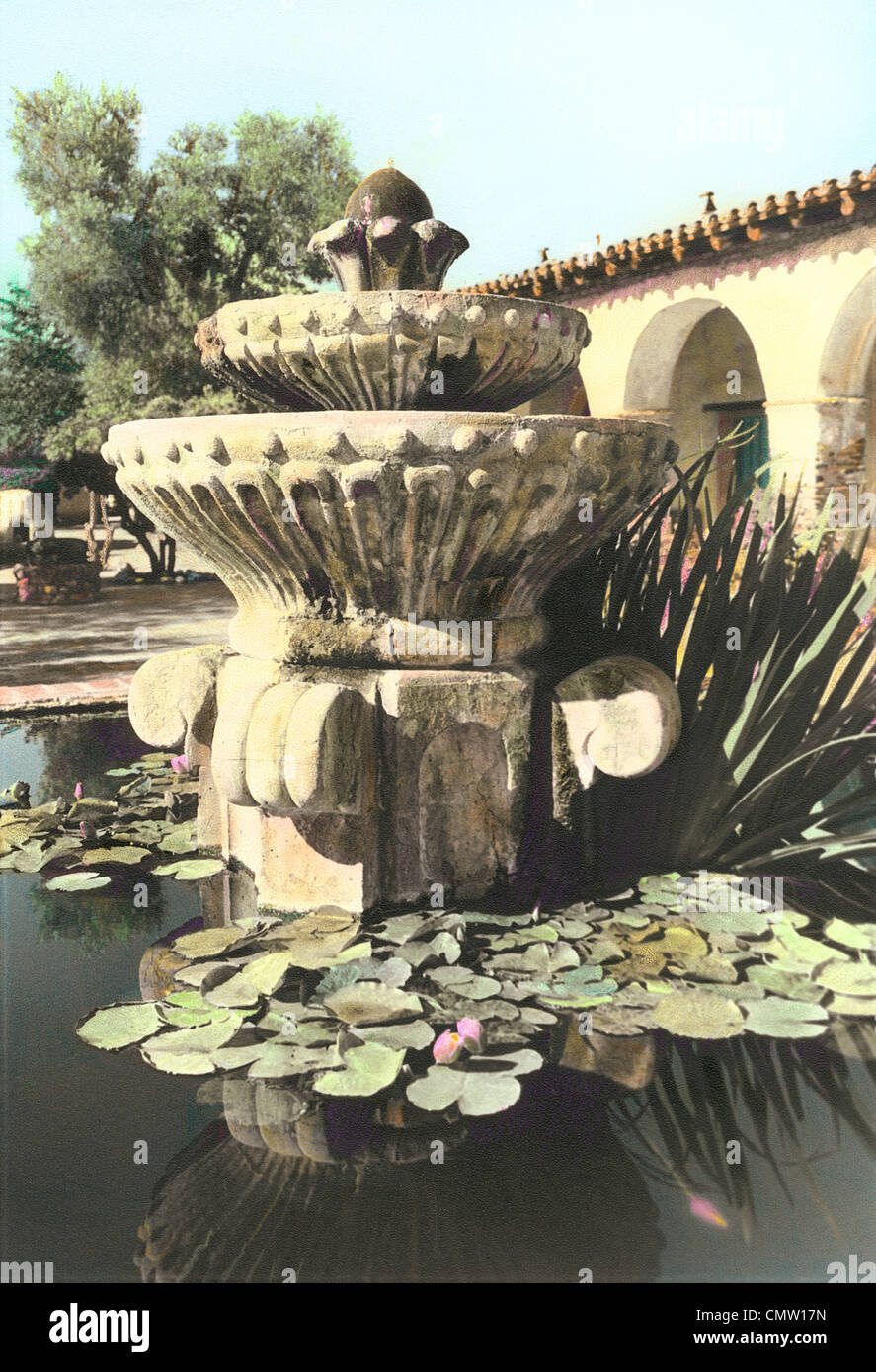 Mission San Miguel fountain Stock Photo Alamy