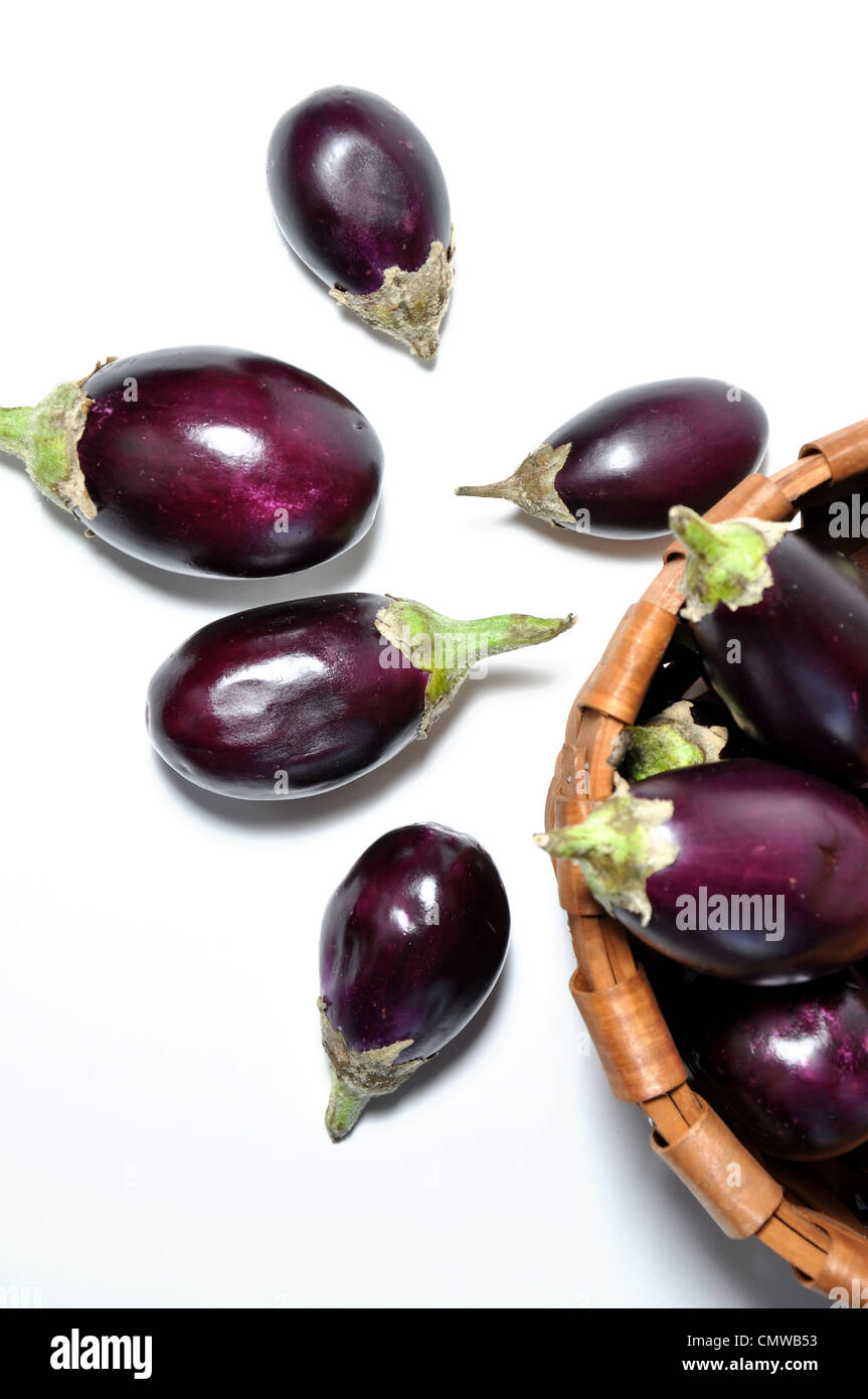 Small eggplant full of basket Stock Photo Alamy