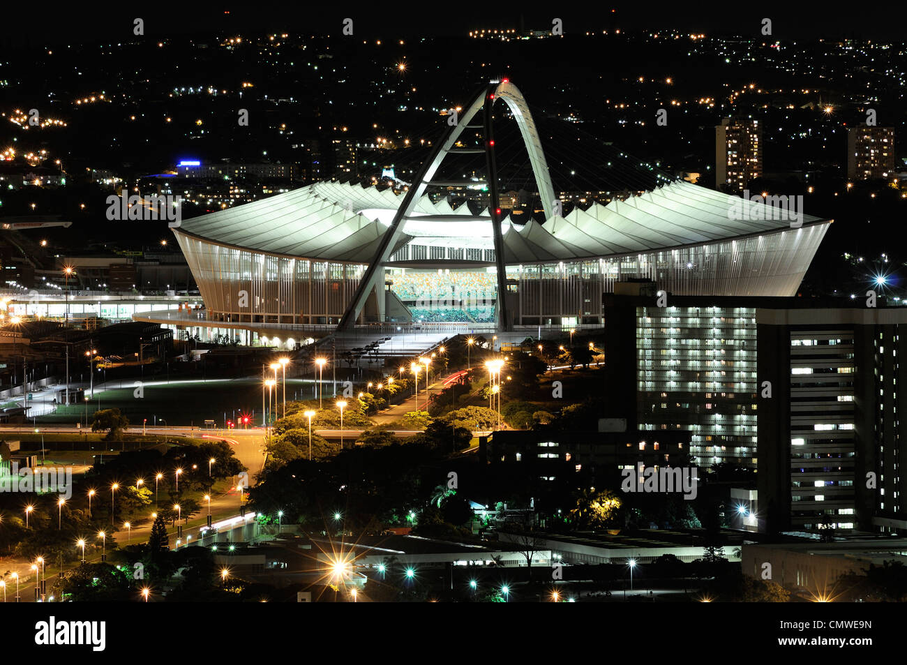 Birds eye view of the Moses Mabhida stadium in Durban, South Africa. Stock Photo
