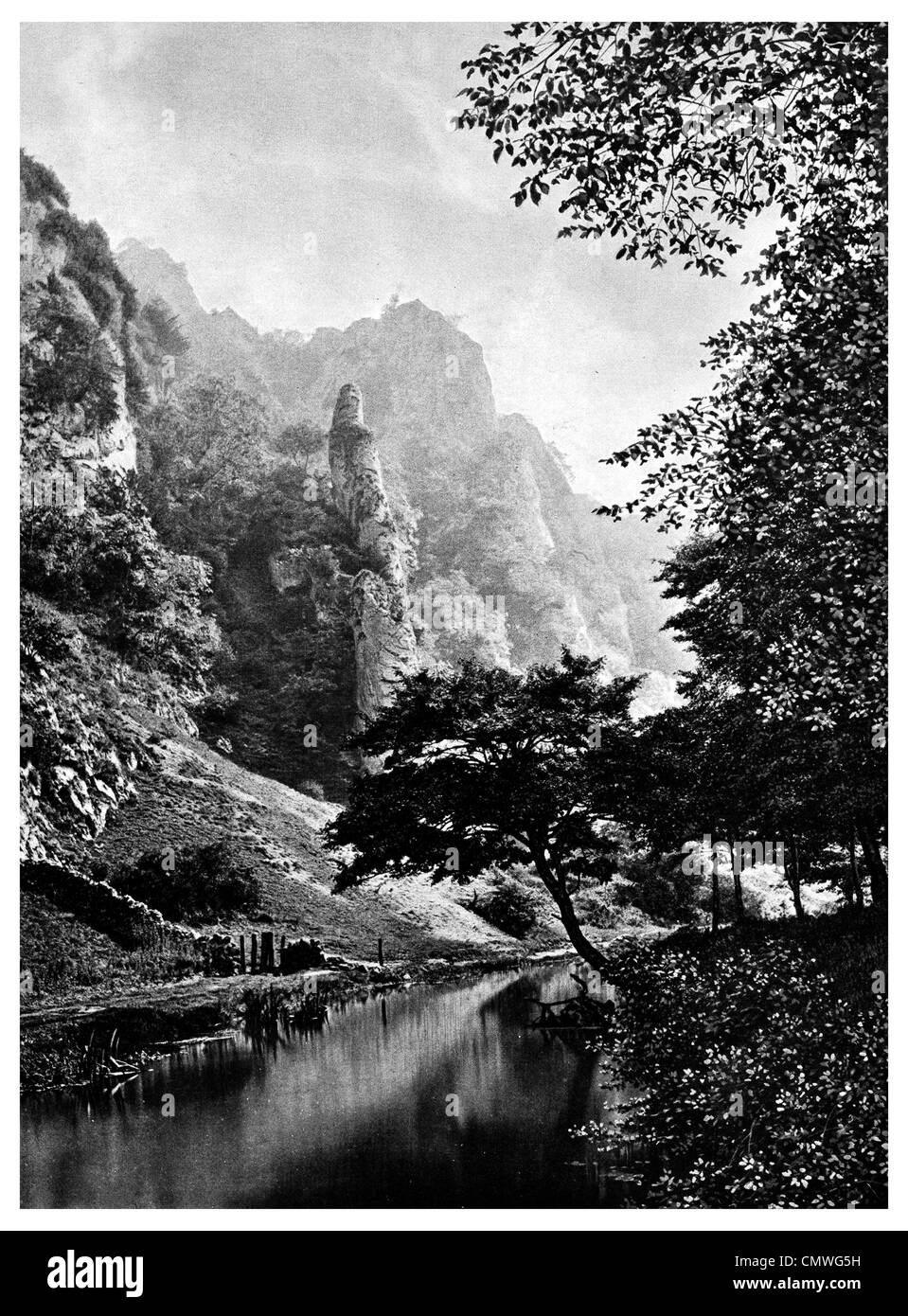 Tissington Spires River Dove 1905 Stock Photo