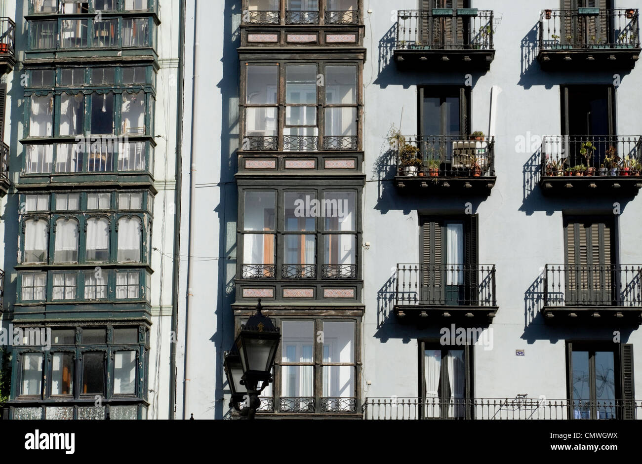 Bilbao city apartment building with balconies Stock Photo - Alamy
