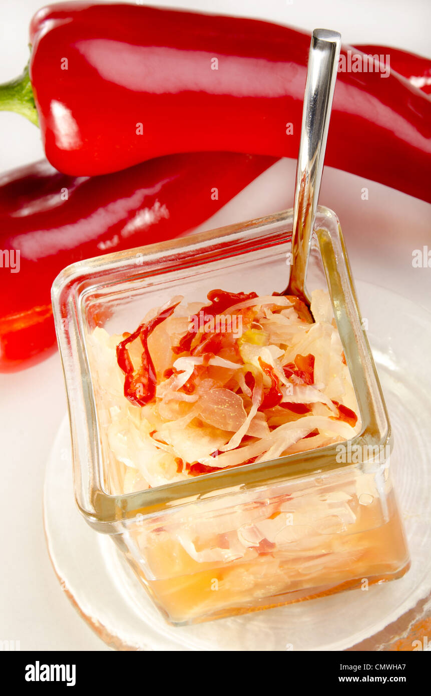 sour salad with cabbage and red pepper Stock Photo