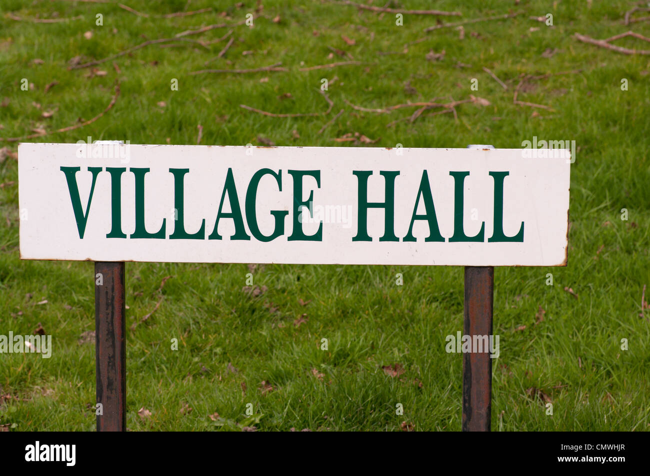 Village Hall Sign UK Stock Photo