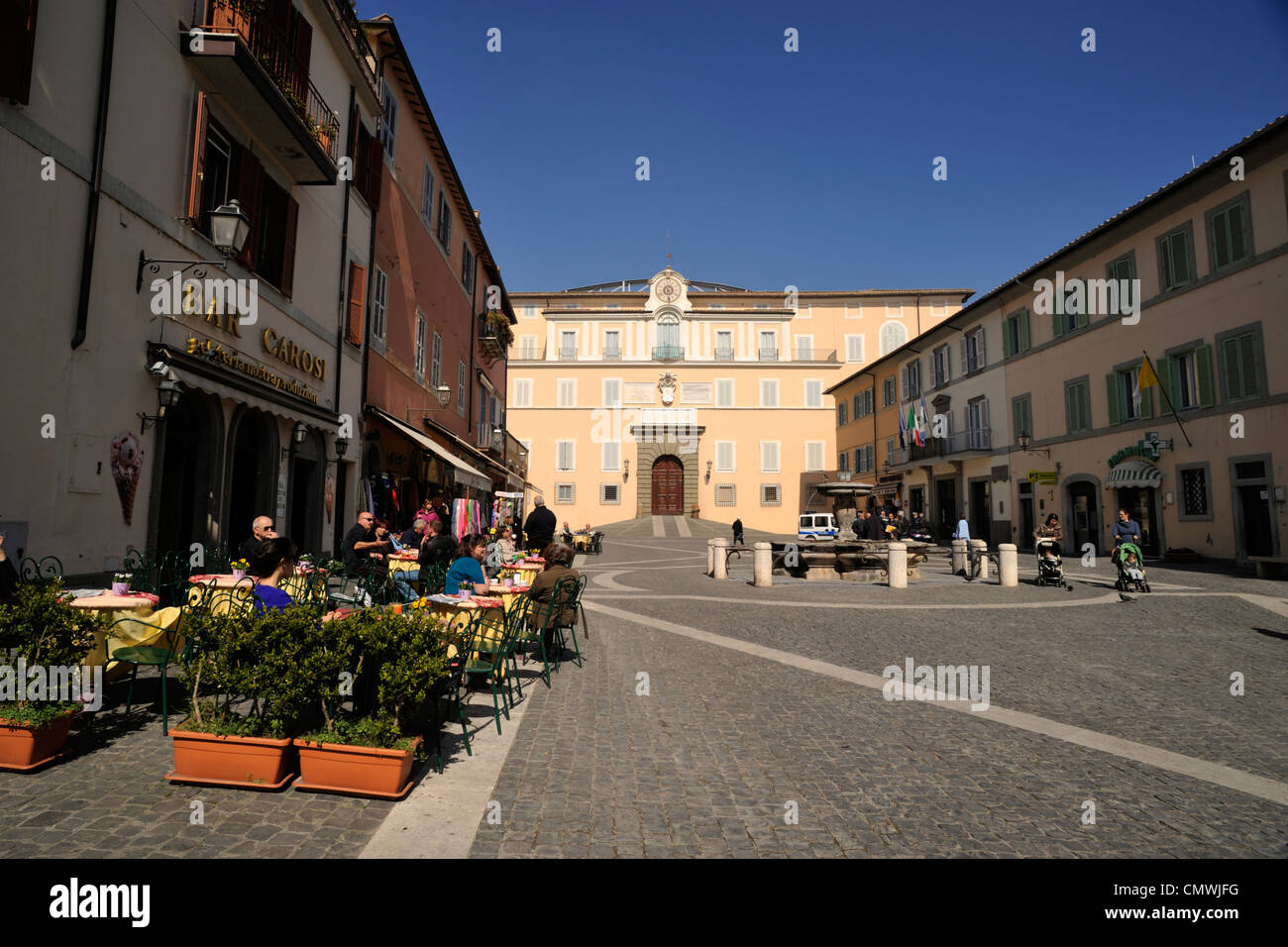 Italy, Lazio, Castel Gandolfo, Piazza della Libertà square and Papal Palace Stock Photo