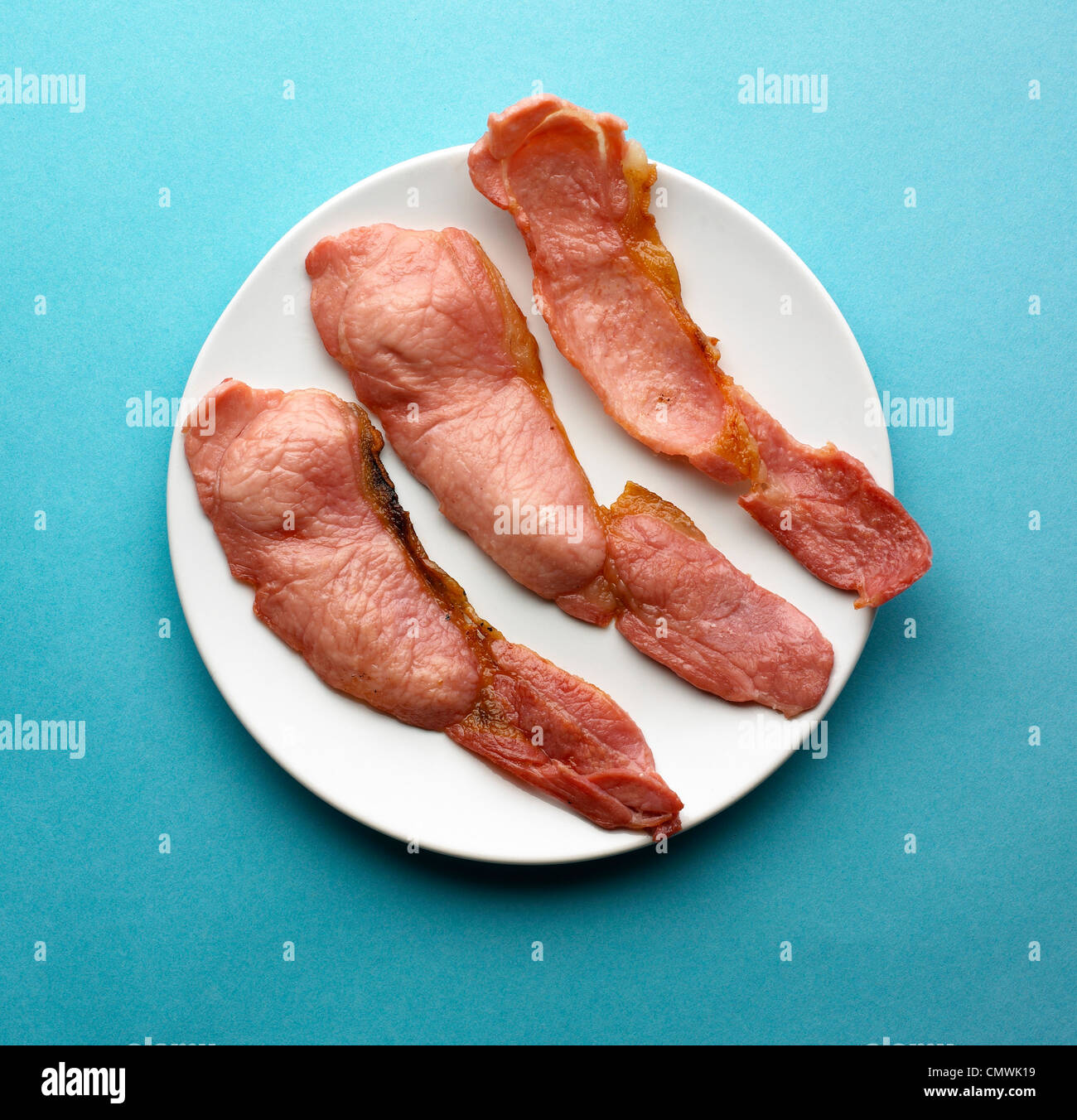 One plate of bacon Stock Photo