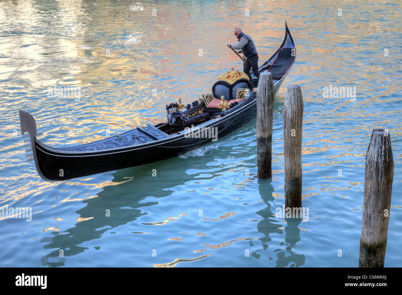 Gondola Ride, Grand Canal, Venice, Veneto, Italy Stock Photo