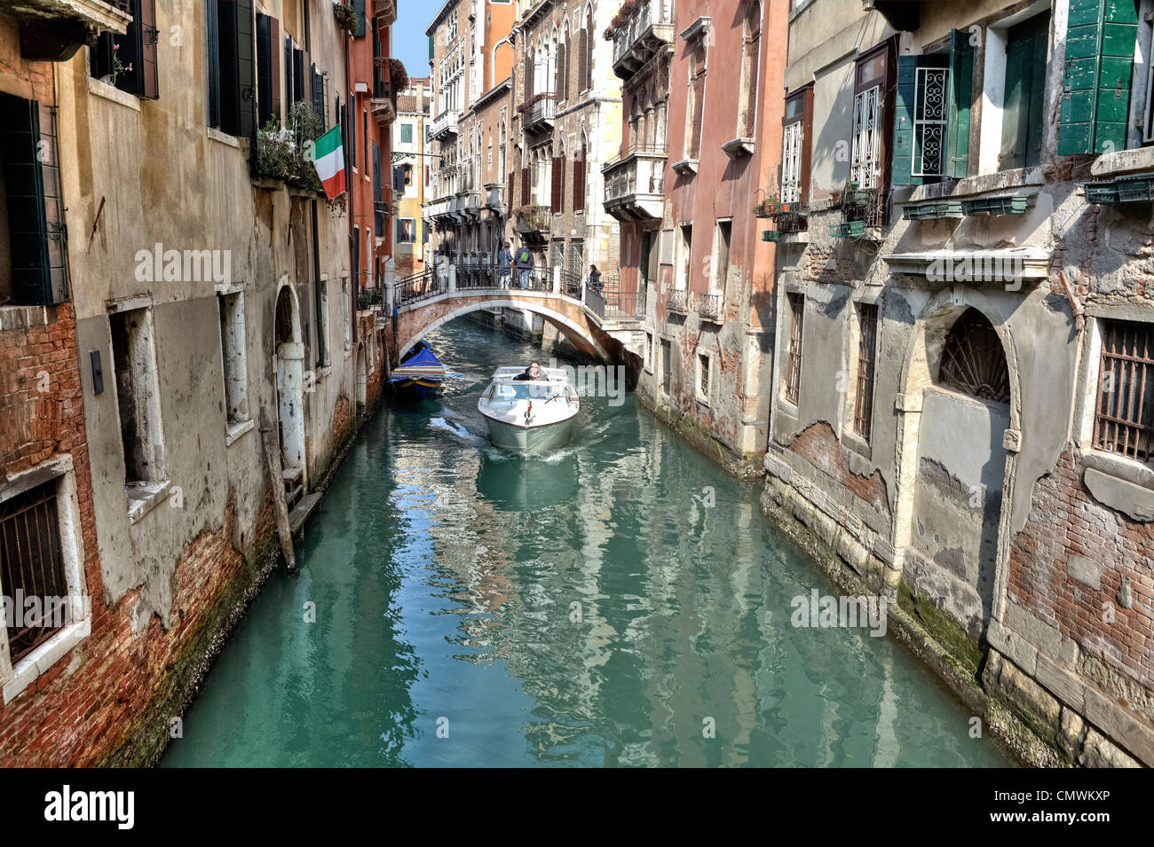 Sestriere San Marco, Rio, motorboat, Venice, Veneto, Italy Stock Photo