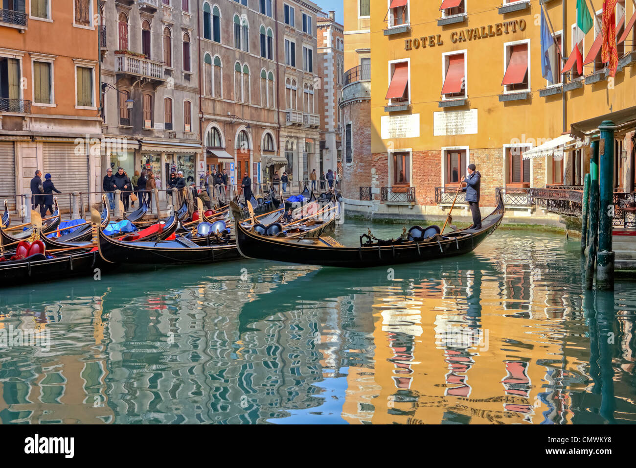 Parking for gondolas, Sestriere San Marco, Venice, Veneto, Italy Stock Photo