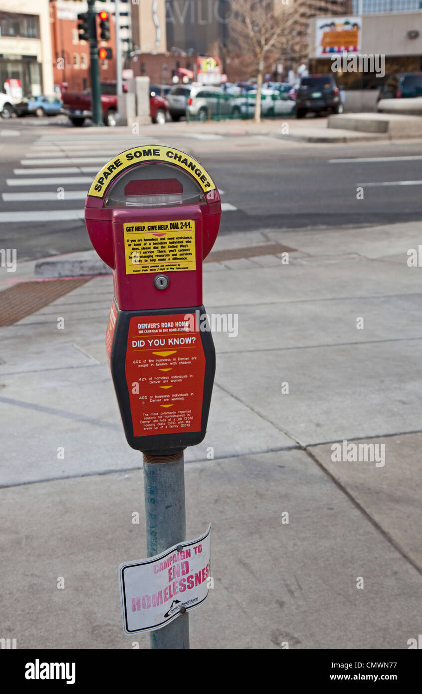 Parking Meter Converted to Collect Spare Change to Help the Homeless Stock Photo