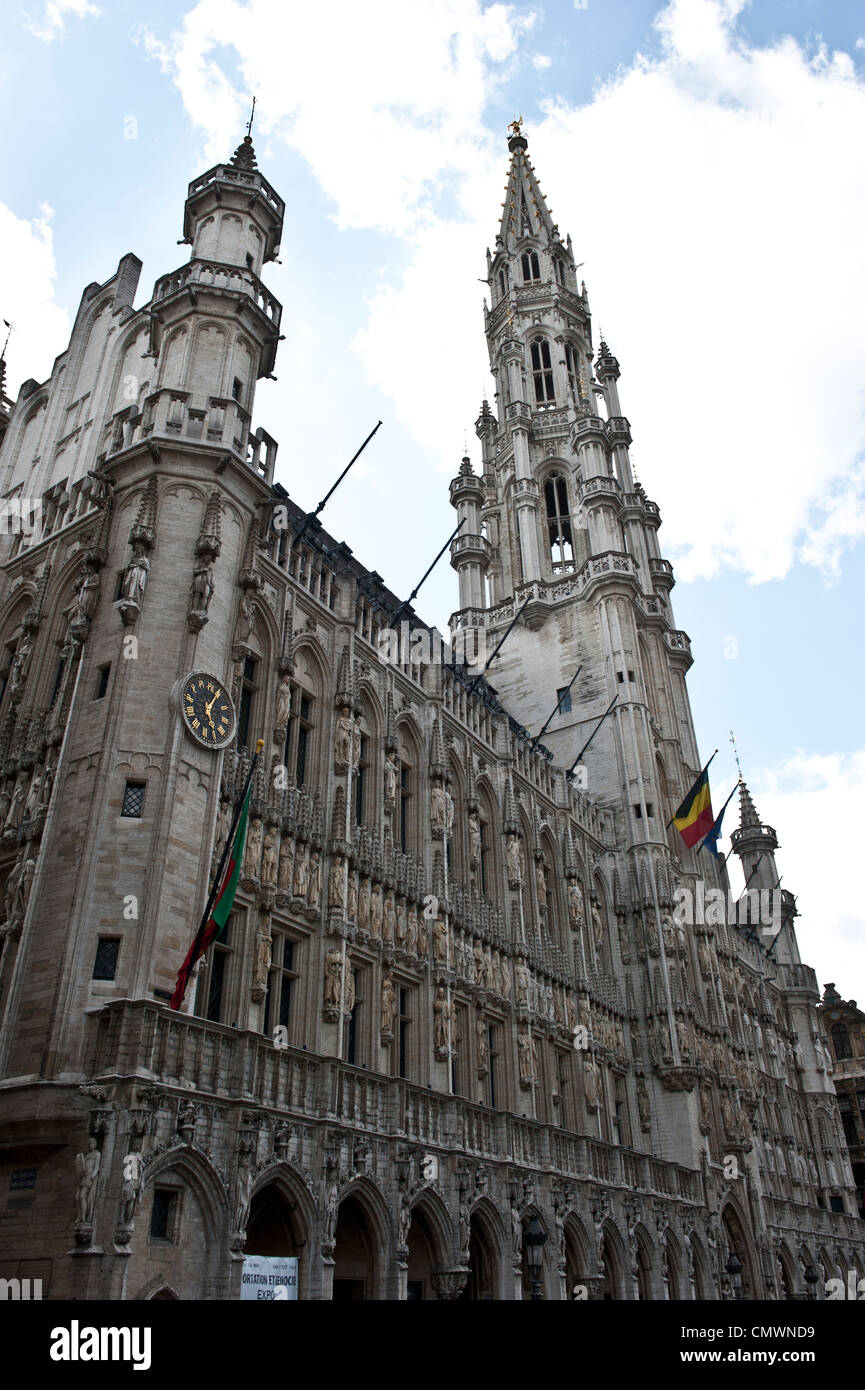 A nice image of the Brussels Town Hall taken from a slight angle during the daytime. Stock Photo