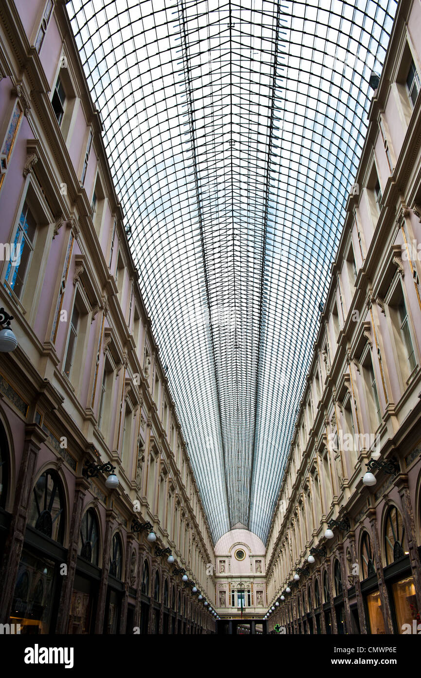 High ceilings of a Brussels shopping gallery. Stock Photo